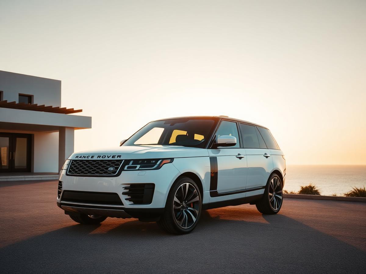 Voiture de location de luxe sur une route de montagne près de Fès à l'heure dorée